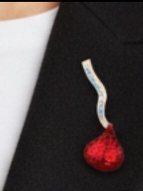 Vintage Hallmark Hershey's Kiss Christmas Pin 1989 Red Foil Brooch